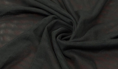 Сетка стрейч мягкая черная С-001