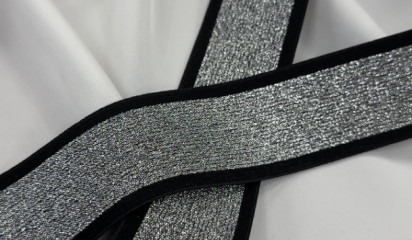 Тесьма эластичная черная широкая