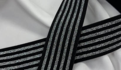 Тесьма эластичная черная декоративная