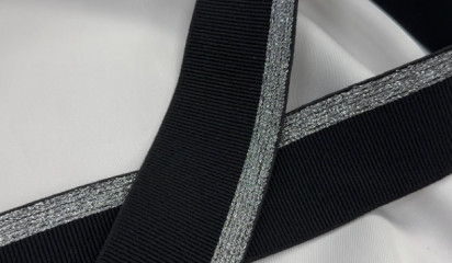 Тесьма эластичная черная с серебром