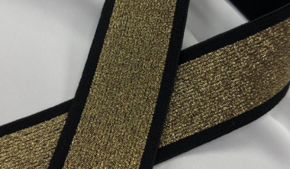 Тесьма эластичная широкая с золотом