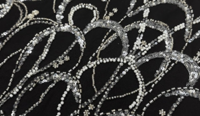 Сетка расшитая бисером и пайетками С-472/4