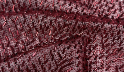 Сетка расшитая стеклярусом красная С-446/3