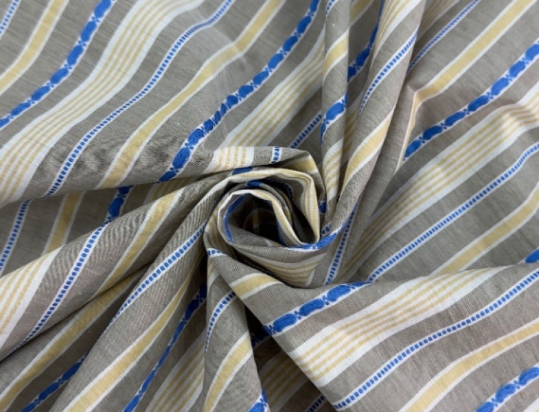 Хлопок в голубо-желтую полоску ХБ-27939