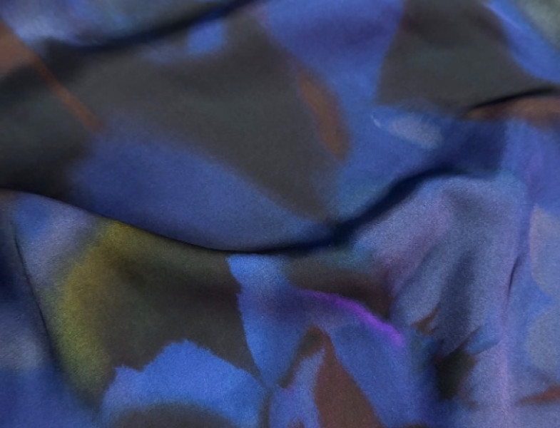 Вискоза плательная темно-синяя с принтом ВИ-56366