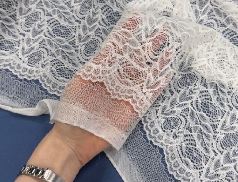 Гипюр стрейч теплый белый Г-20214