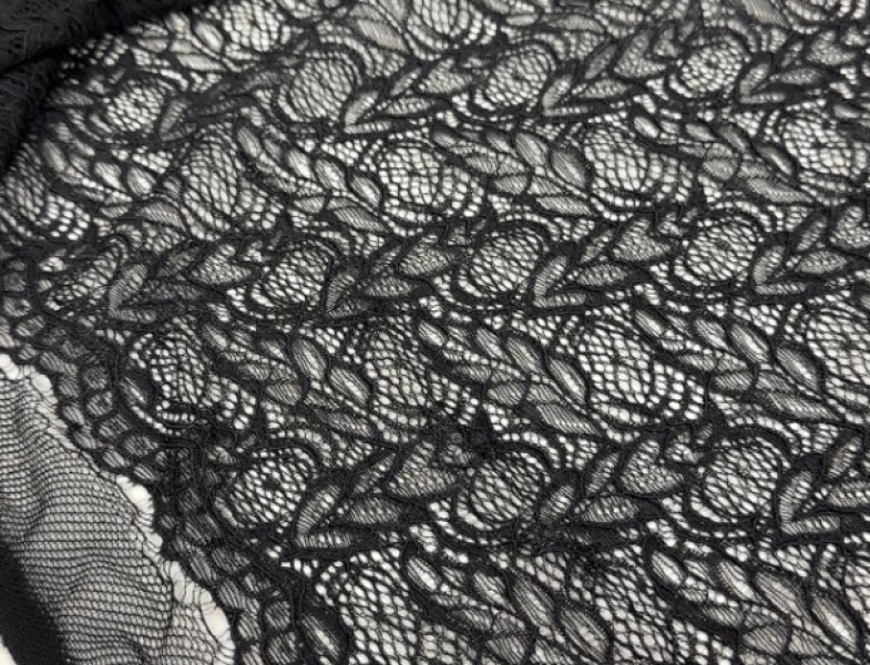 Гипюр стрейч черный Г-20214(1)