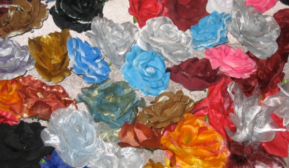 Цветок искусственный серый,голубой IF_4