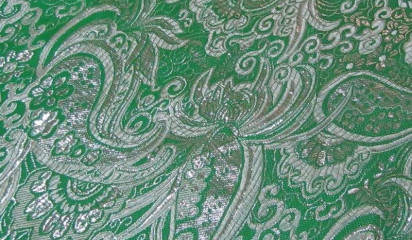 Парча зеленая с серебром П-024/7