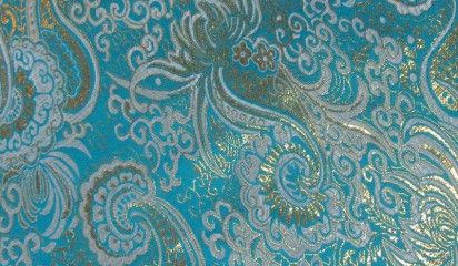 Парча голубая с золотом П-062/9