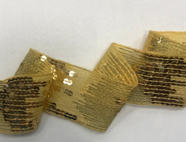 Тесьма золотая с пайетками Т - 2450