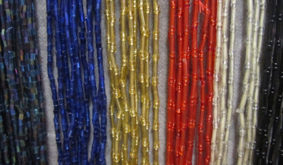 Бахрома из стекляруса красная,золотая,синяя B_5