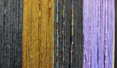 Бахрома со стеклярусом сиреневая,золотая,черная B_6