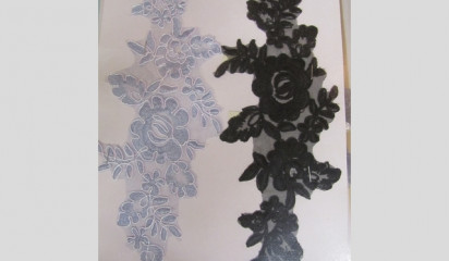 Аппликация "Цветы" черная,белая  AP_11