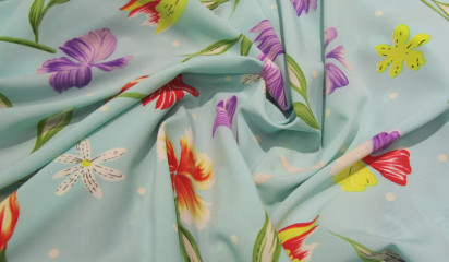 Плательная голубая с цветочным принтом ПЛ -034/6