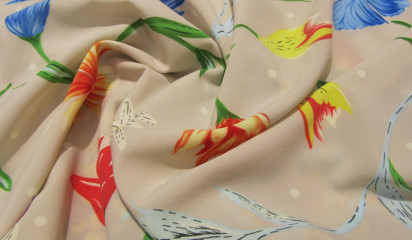 Плательная бежевая с цветочным принтом ПЛ-034