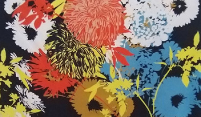 Плательная темно-синяя с цветочным принтом ПЛ - 4241