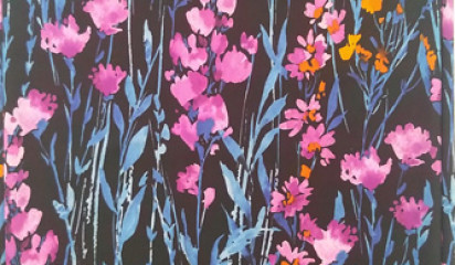 Плательная черная с цветочным принтом ПЛ - 034/5