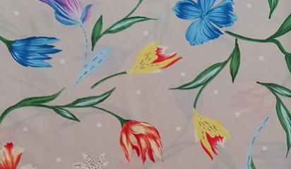 Плательная бежевая с цветочным принтом ПЛ - 034/7