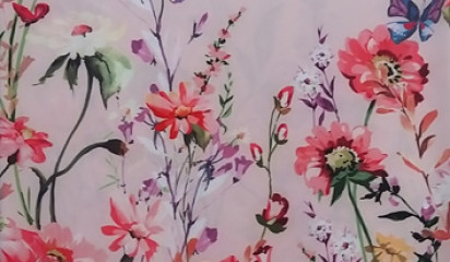 Плательная розовая с цветочным принтом ПЛ - 016/1