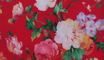 Плательная красная с цветочным принтом ПЛ - 016/3