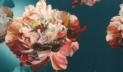 Плательная изумрудно-зеленая с цветочным принтом ПЛ - 036/1