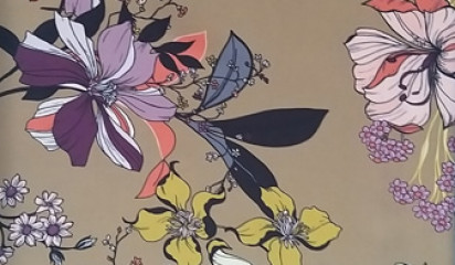 Плательная бежевая с цветочным принтом ПЛ - 235