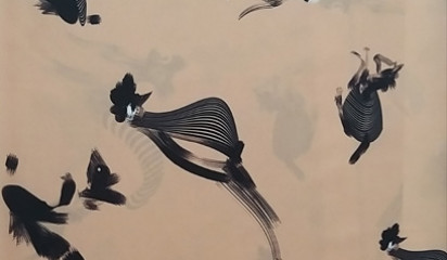 Плательная бежевая с черным принтом ПЛ - 9084249