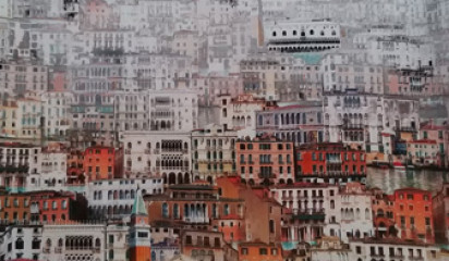 Плательная с принтом "Город" ПЛ -234