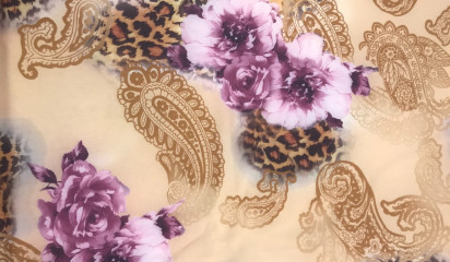 Бифлекс бежевый с цветочным принтом БФ-076