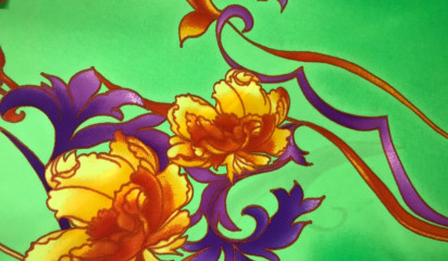 Бифлекс салатовый с цветочным принтом БФ-096