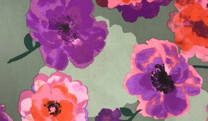 Бифлекс матовый серый с цветочным принтом БФ -105