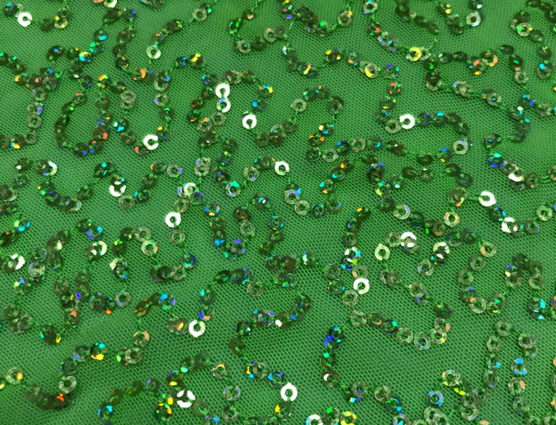 Сетка с пайетками ярко-зеленая С-074