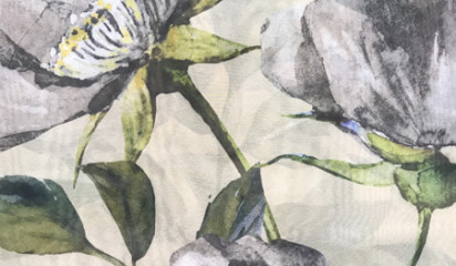 Шифон искусственный с цветочным принтом Ш-240