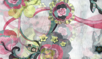 Шифон искусственный с цветочным принтом Ш-032