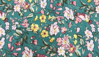 Шифон искусственный с мелким цветочным принтом Ш-221