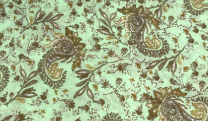 Хлопок салатовый с растительным принтом ХБ-317/1