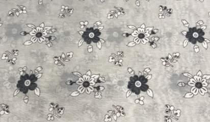 Батист серый с цветочным принтом ХБ -45536