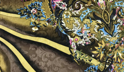 Шелк  натуральный с цветочным принтом ШЛ - 078