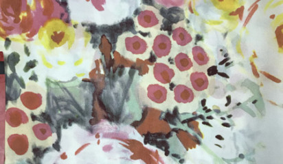 Шелк натуральный с цветочным принтом ШЛ - 023