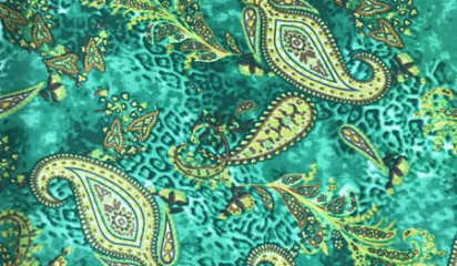 Шелк принтованный натуральный зеленый "Индийские огурцы" ШЛ - 093/1