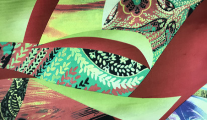 Шелк принтованный натуральный зеленый ШЛ - 089