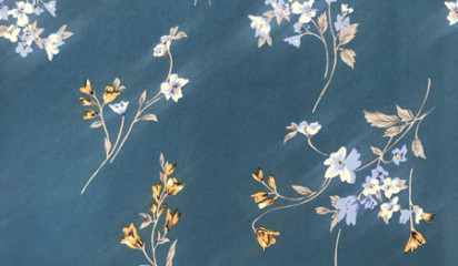 Атлас принтованный с мелким растительным орнаментом А-032/15