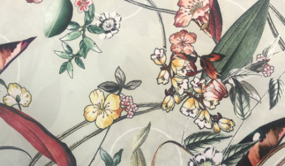 Атлас принтованный с растительным орнаментом А-032/3