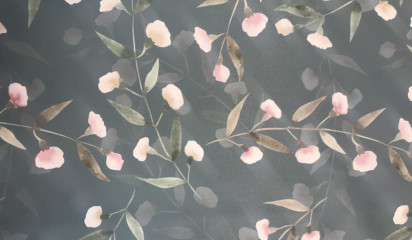 Атлас принтованный с растительным орнаментом А-032