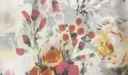 Шелк натуральный с цветочным принтом ШЛ - 023/1