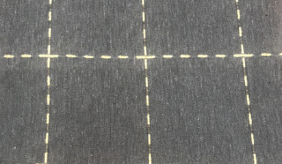 Лен темно-синий в клетку  3947