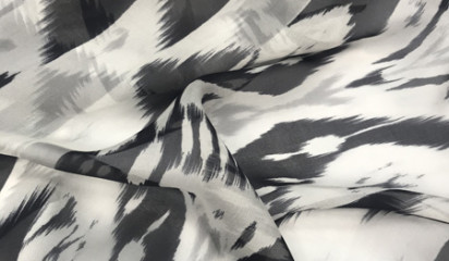 Шифон натуральный принтованный черно-белый Ш-32726