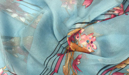 Шифон  натуральный принтованный с пайетками Ш-165