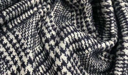 Трикотаж двухсторонний темно-синий в клетку ТР-3345